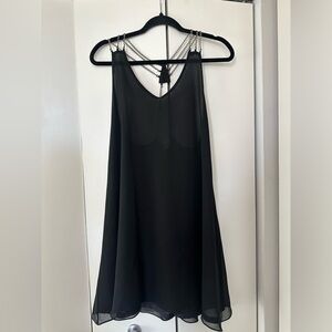 Black Midi Dress with Chain Straps